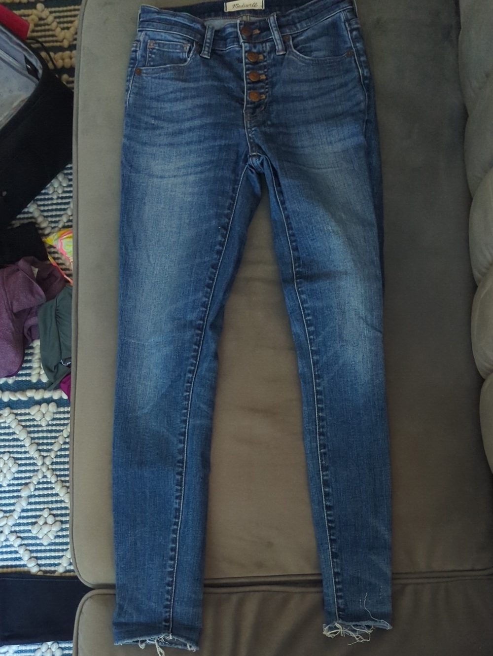 Madewell Women's 9" High Riser Blue Button-Fly Skinny Jeans